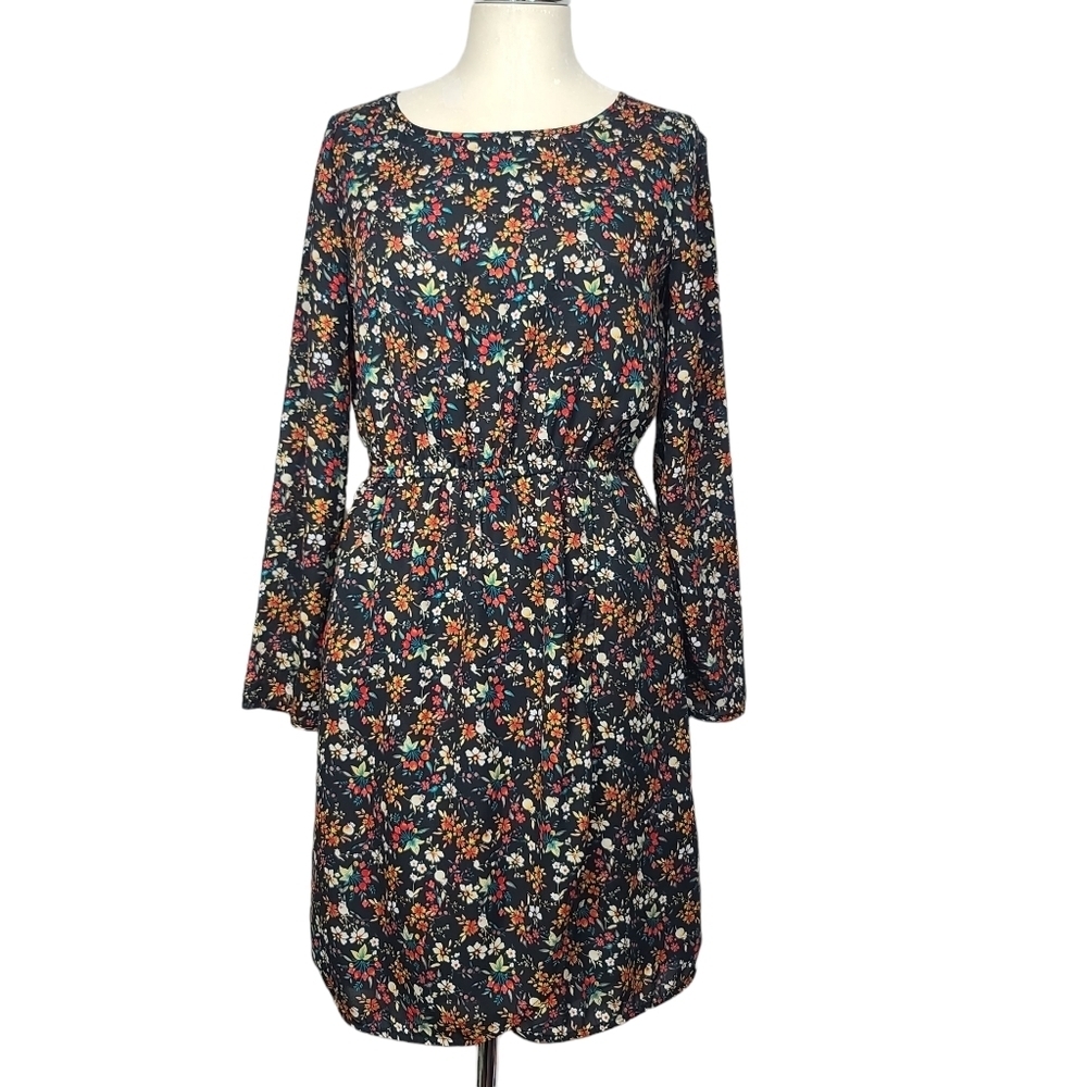 J. Crew Mercantile Floral Print Long Sleeve Back Keyhole Mini Dress 2